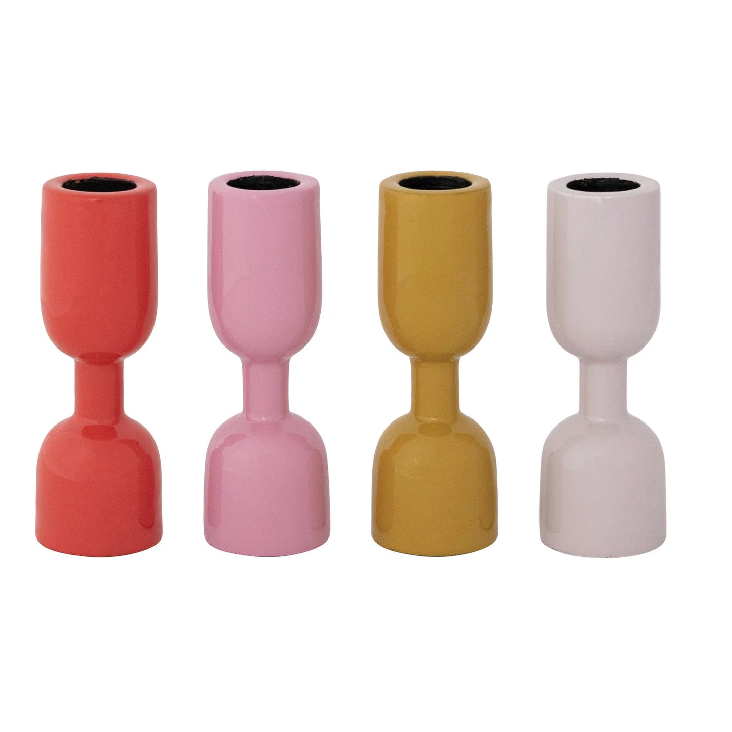 ENAMELED ALUMINUM TAPER HOLDER SET OF 4