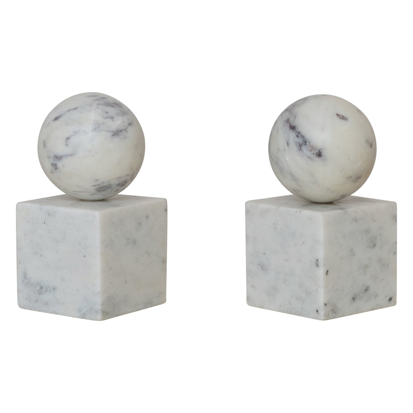 MARBLE GEOMETRIC BOOKENDS SET OF 2