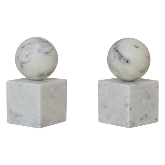 MARBLE GEOMETRIC BOOKENDS (SET OF 2)