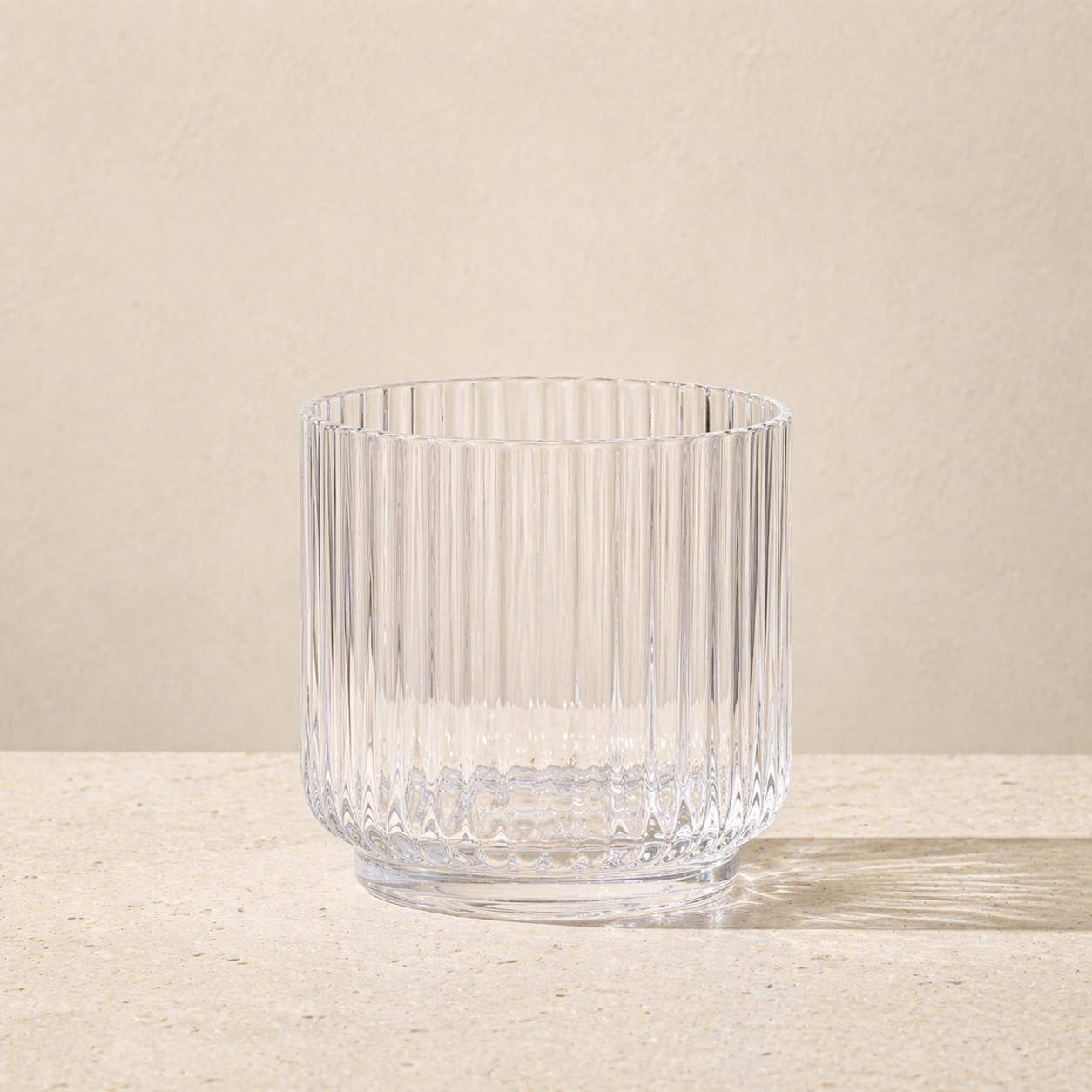 LUCIA 15-OZ. CLEAR ACRYLIC RIBBED DOUBLE OLD-FASHIONED GLASS