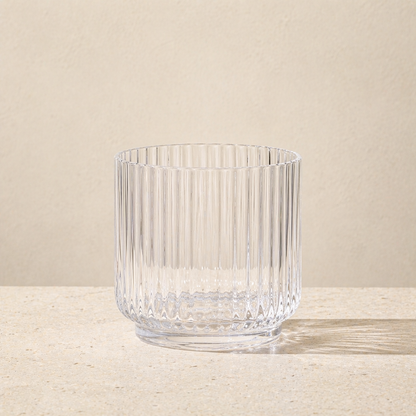 LUCIA 15-OZ. CLEAR ACRYLIC RIBBED DOUBLE OLD-FASHIONED GLASS  (SET OF 6)