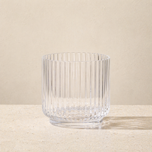 LUCIA 15-OZ. CLEAR ACRYLIC RIBBED DOUBLE OLD-FASHIONED GLASS  (SET OF 6)