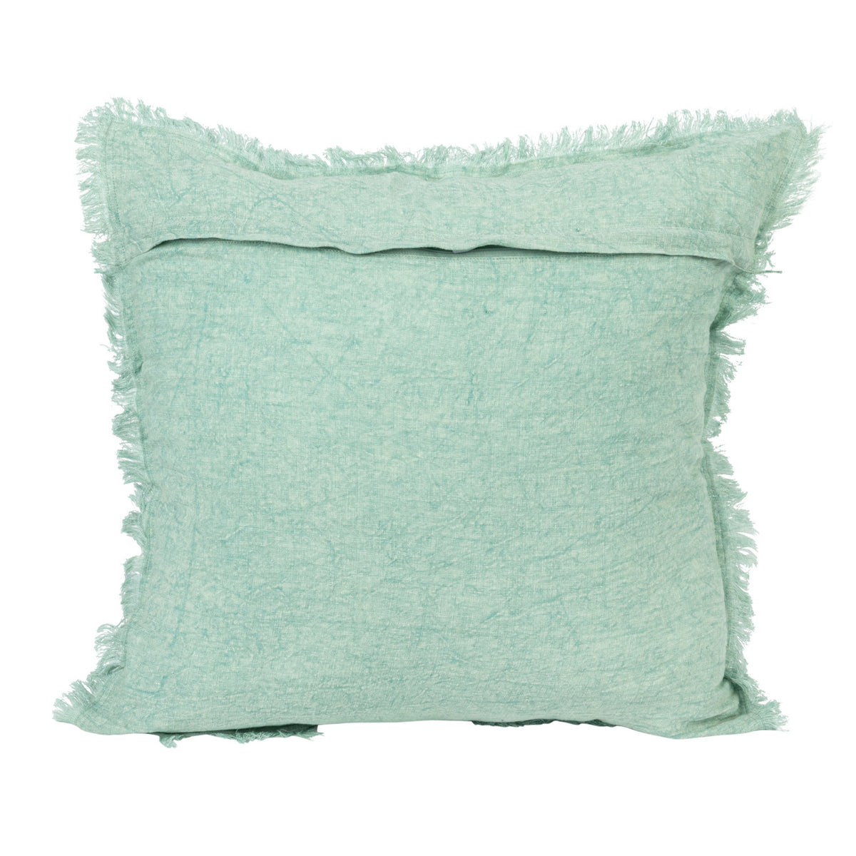 MINT GREEN LINEN PILLOW WITH FRINGE