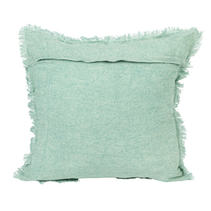 MINT GREEN LINEN PILLOW WITH FRINGE