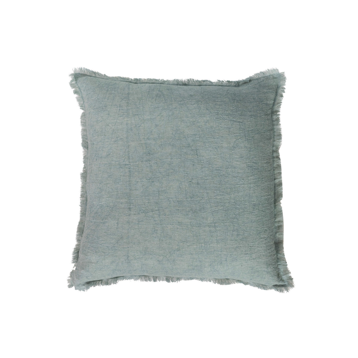 MINT GREEN LINEN PILLOW WITH FRINGE
