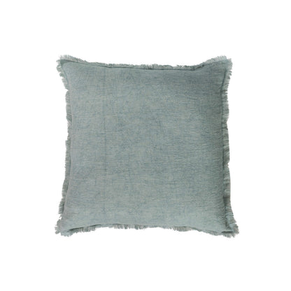 MINT GREEN LINEN PILLOW WITH FRINGE