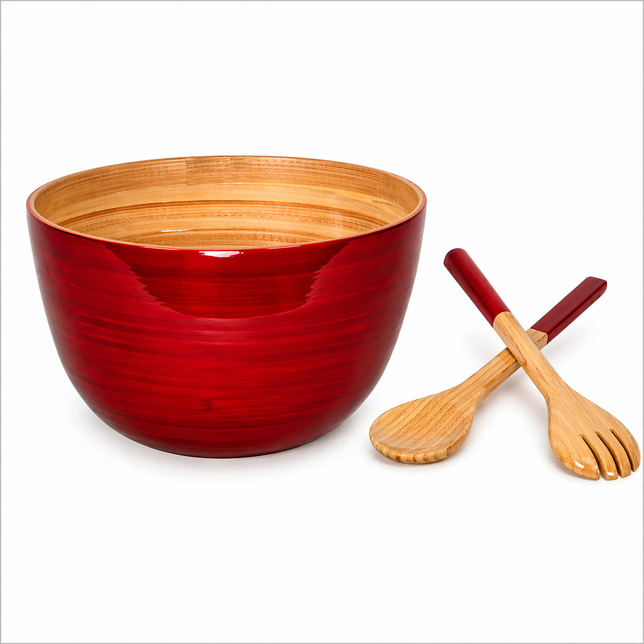 BAMBOO MIXING BOWL SET RED