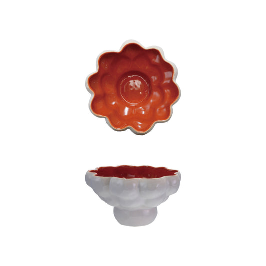 STONEWARE FOOTED BOWL WITH GLAZED INTERIOR