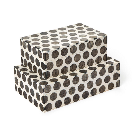 HORN & RESIN DECORATIVE BOXES (SET OF 2)