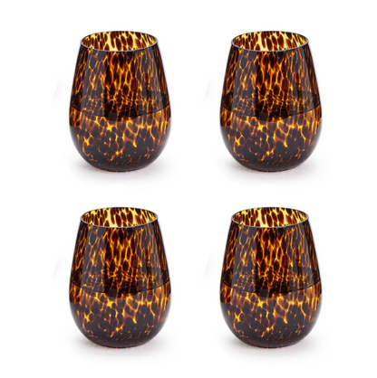 TORTOISESHELL STEAMLESS WINE GLASSES (SET OF 4)