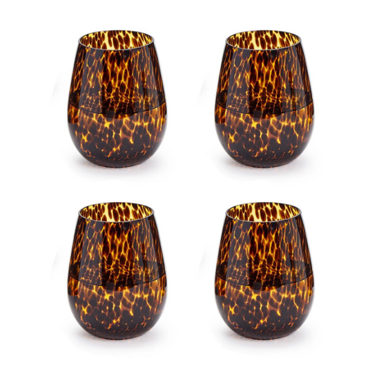 TORTOISESHELL STEAMLESS WINE GLASSES (SET OF 4)