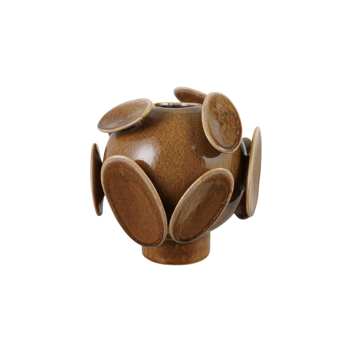 TAN STONEWARE FOOTED VASE