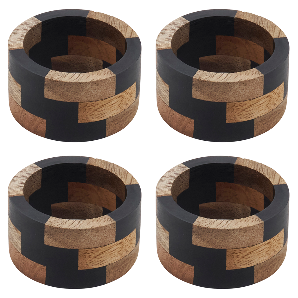 WOOD SEGMENTS NAPKIN RING NATURAL (SET OF 4)
