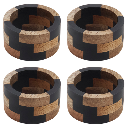 WOOD SEGMENTS NAPKIN RING NATURAL (SET OF 4)