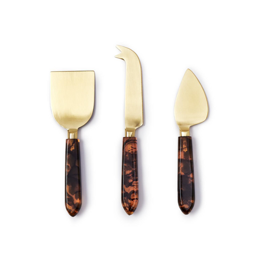 TORTOISESHELL ACRYLIC & GOLD CHEESE SET (SET OF 3)