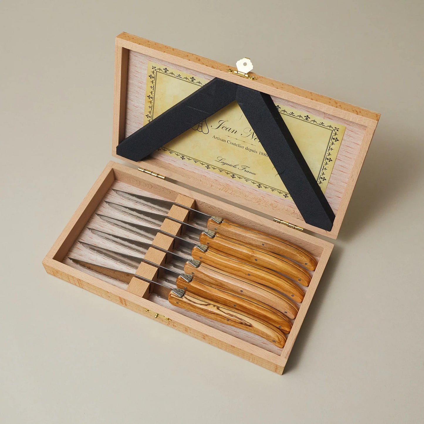 LAGUIOLE 6 PIECE STEAK KNIFE SET, OLIVEWOOD IN WOOD PRESENTATION BOX