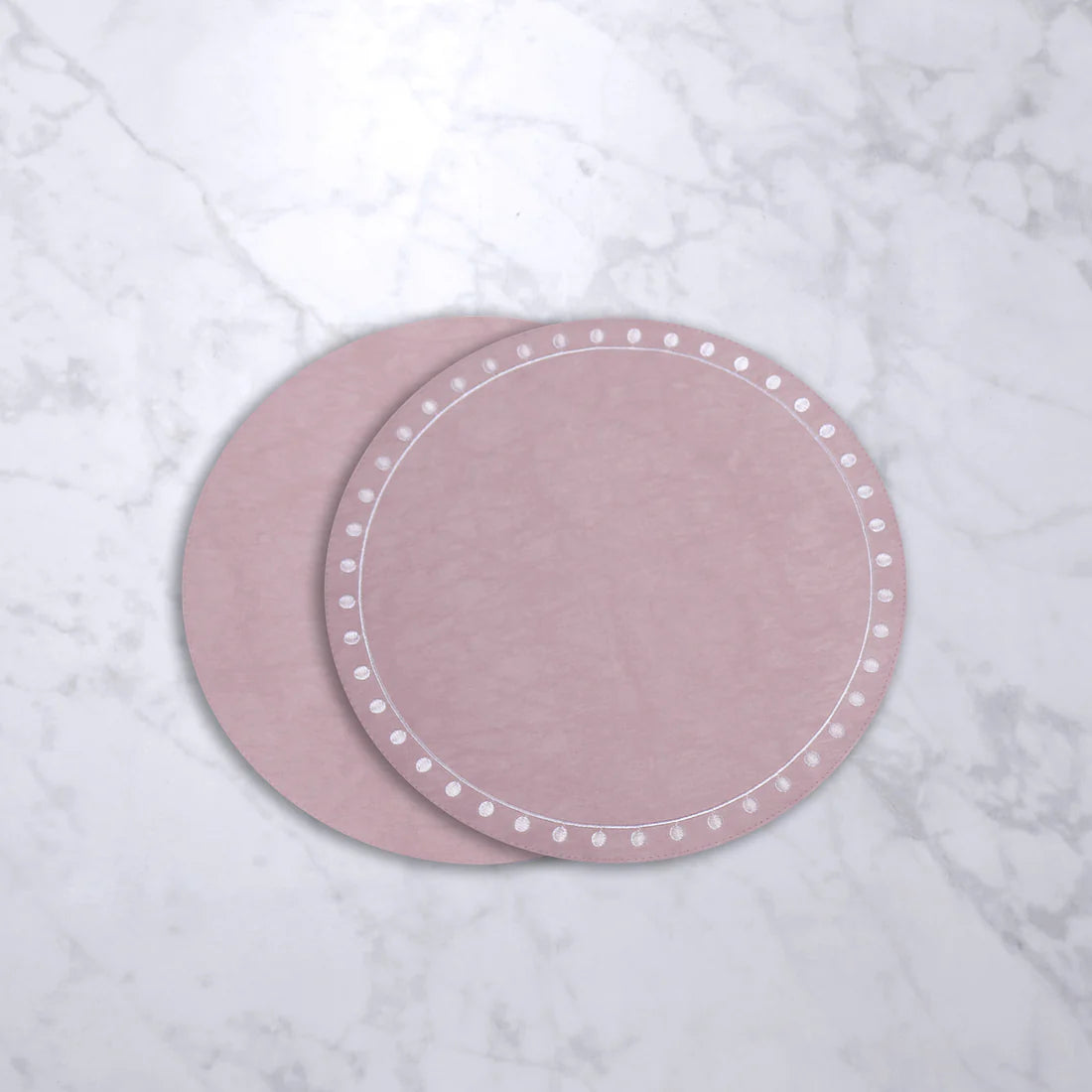 INDIVIDUALES REVERSIBLES ROSADO Y ROSADO CON PUNTOS BLANCOS  (SET DE 4)
