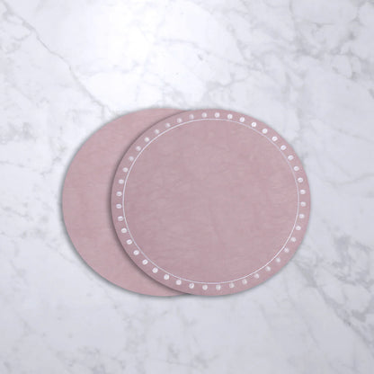 INDIVIDUALES REVERSIBLES ROSADO Y ROSADO CON PUNTOS BLANCOS  (SET DE 4)