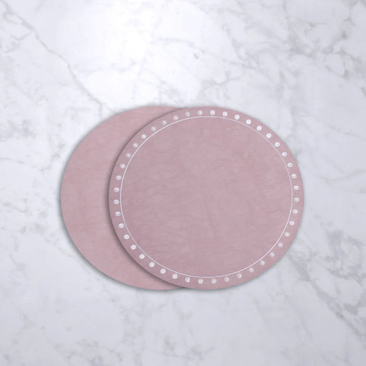 INDIVIDUALES REVERSIBLES ROSADO Y ROSADO CON PUNTOS BLANCOS  (SET DE 4)